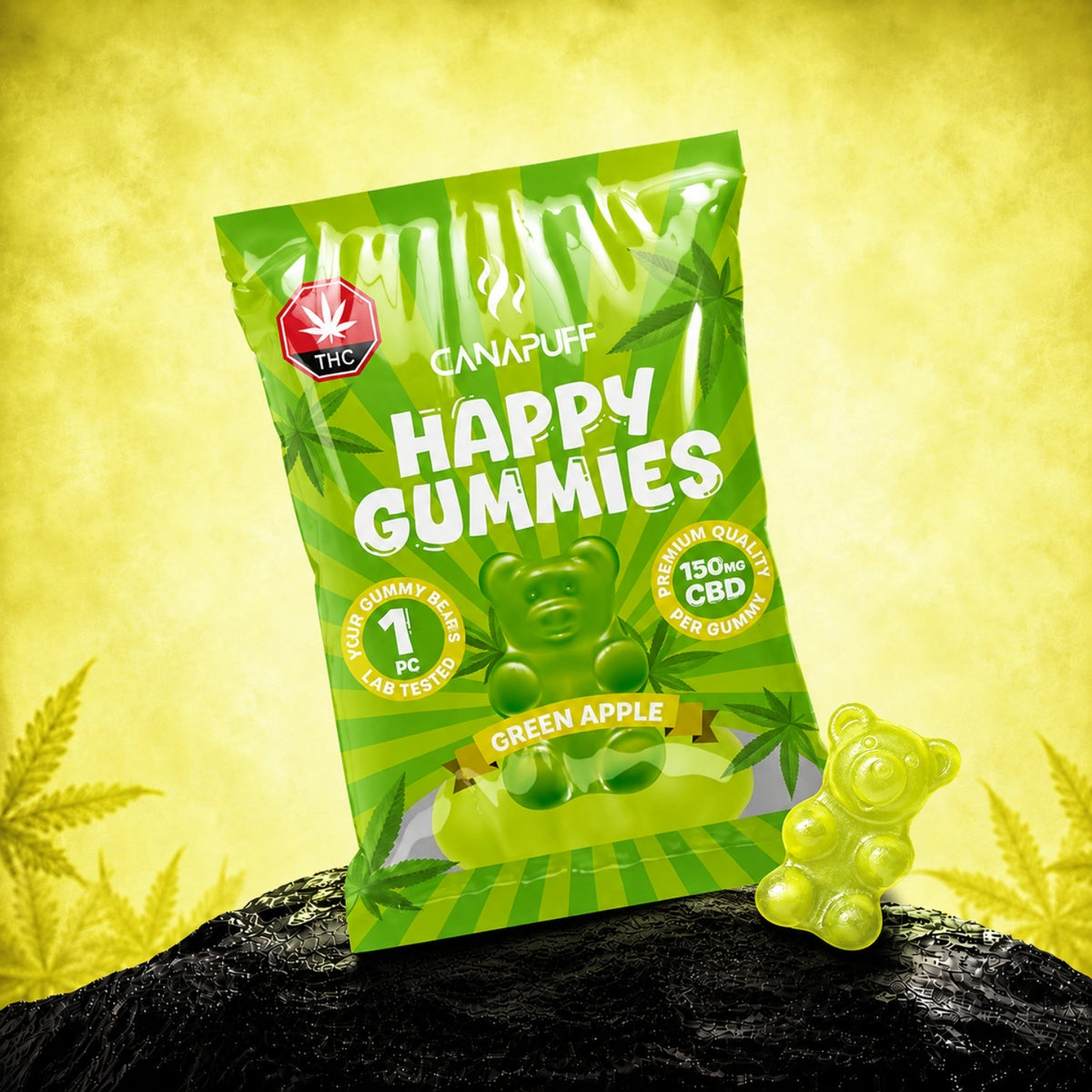 Canapuff CBD Gumíky Green Apple 150 mg, 1 kus