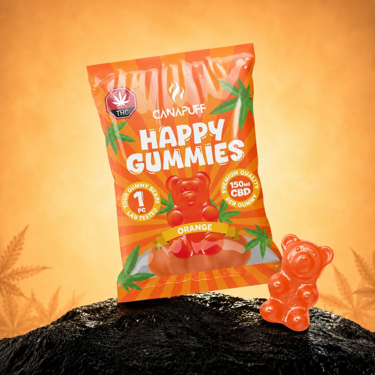 Canapuff CBD Gumíky Orange 150 mg, vrecúško 1 ks