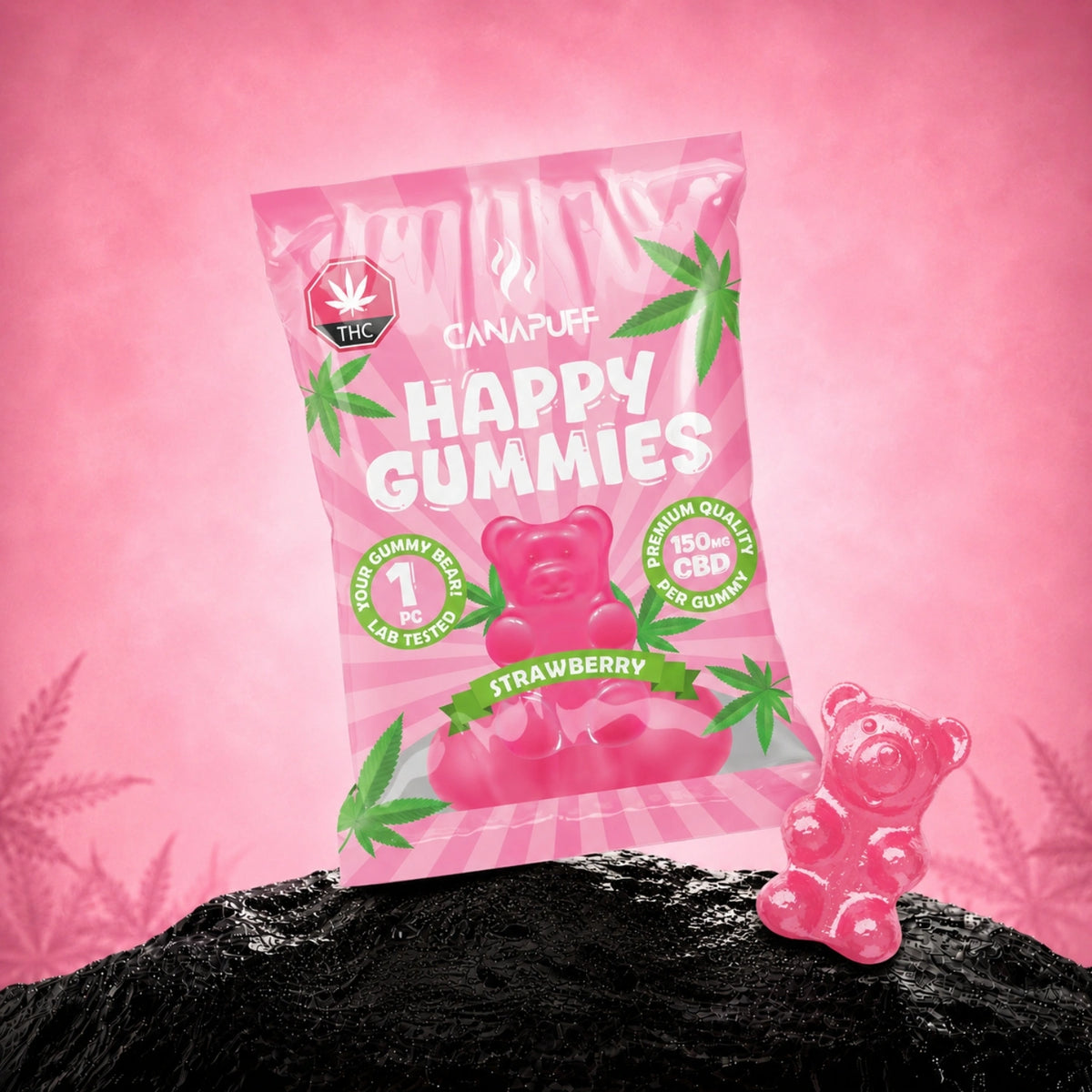 Canapuff CBD gumíky Strawberry, 150 mg CBD, balenie 1 kus