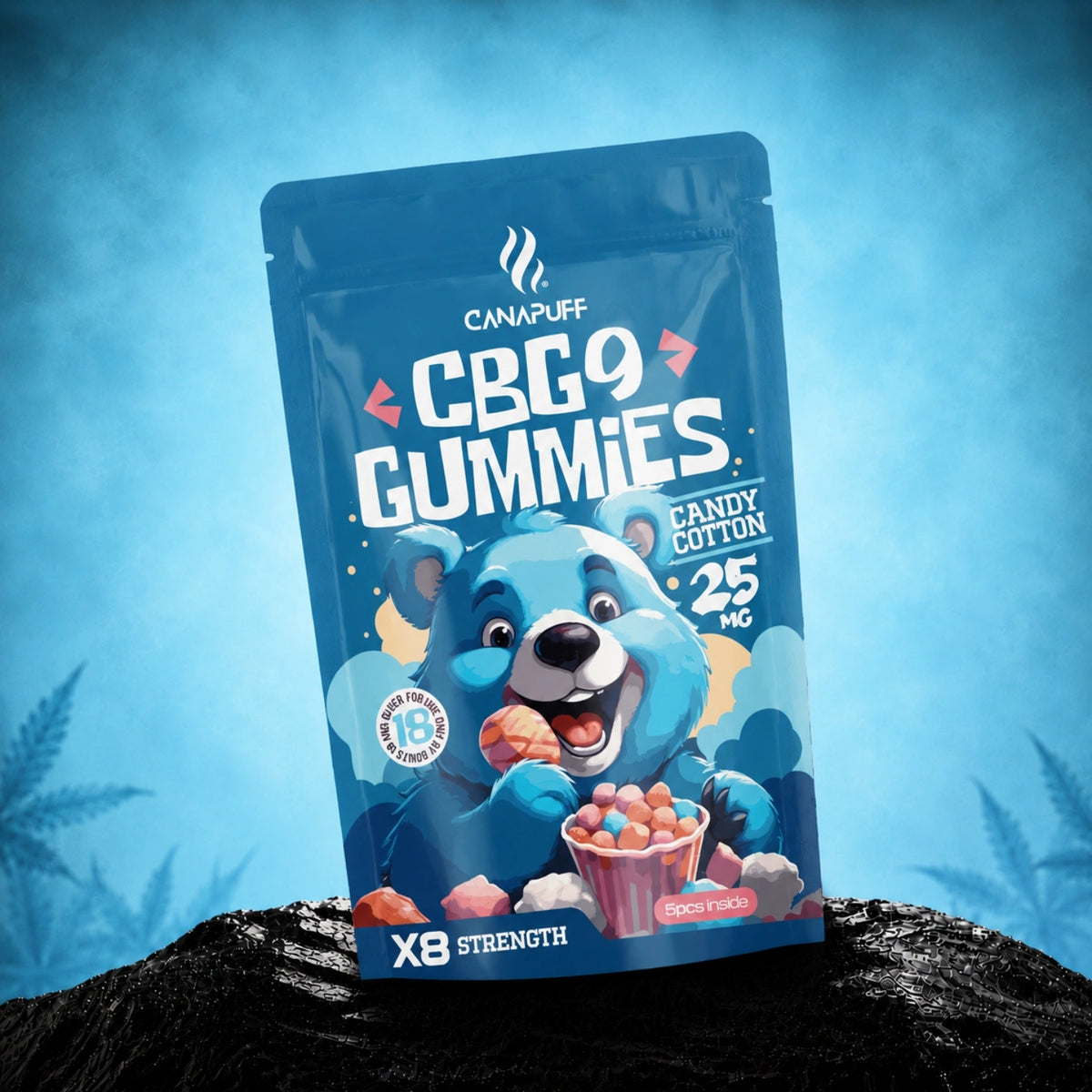 Canapuff CBG9 gumíky Candy Cotton 25 mg, 5 kusov, sila X8