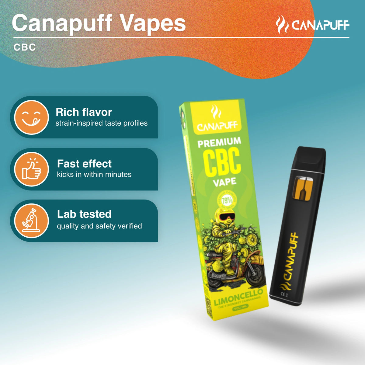 Canapuff CBC Vape Limoncello 79% 1ml jednorazové pero