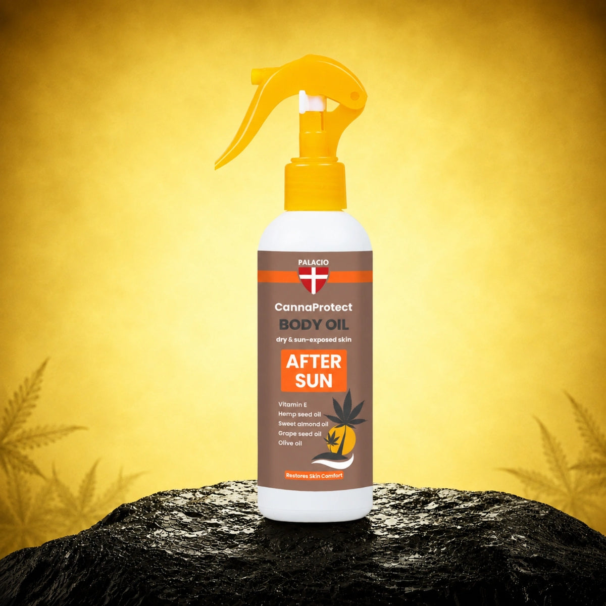 CannaProtect - telový olej po opaľovaní s konope, 150 ml - Palacio – fľaša s olejom