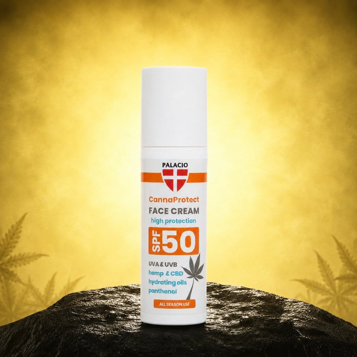 CannaProtect - pleťový krém SPF50 s konope, 50ml - Palacio – opaľovací krém