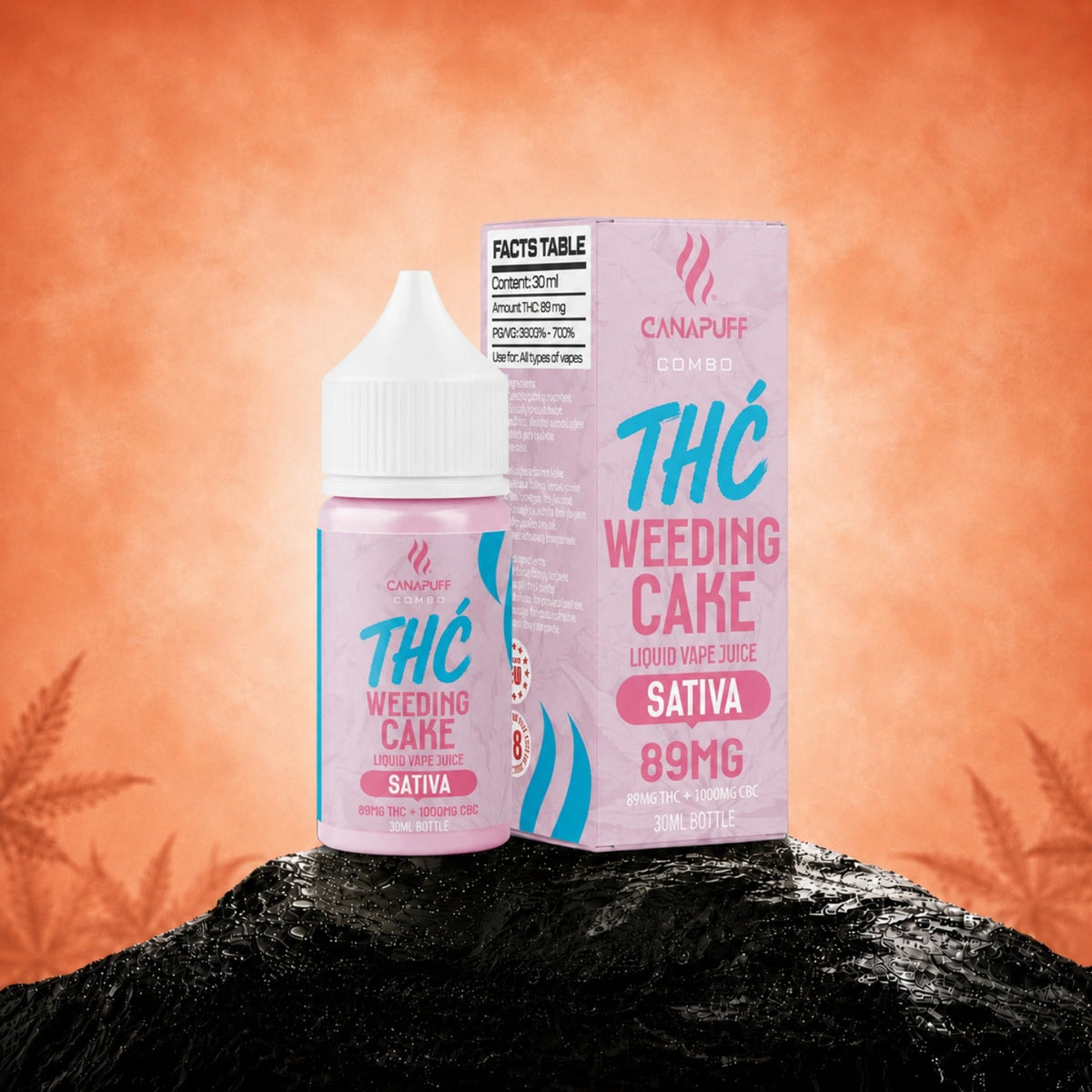 Canapuff Combo Wedding Cake vape liquid, 89mg THC + 1000mg CBC, 30ml fľaštička