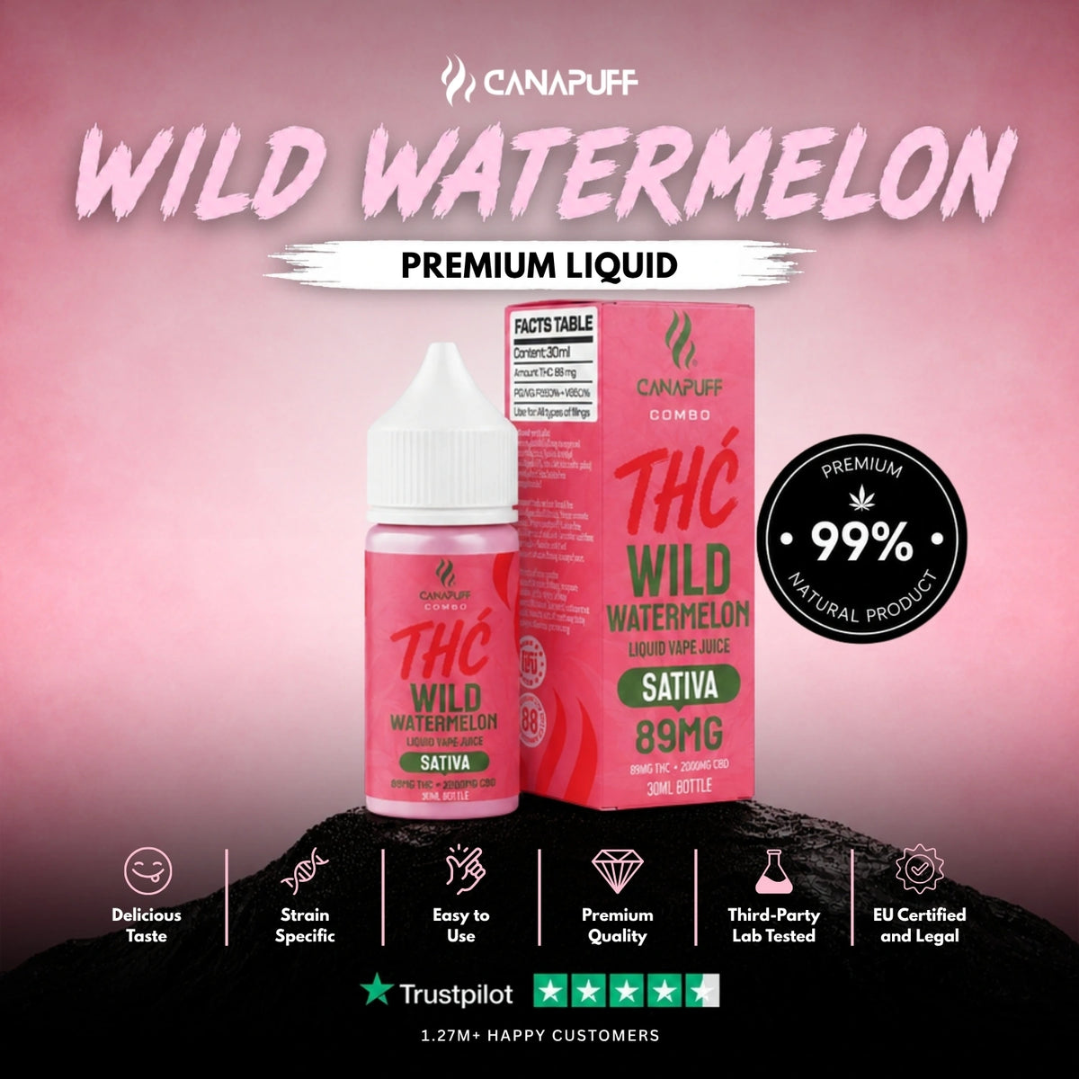 Delta 9 Liquid Wild Watermelon 30ml – fľaštička liquidu, fotka 2