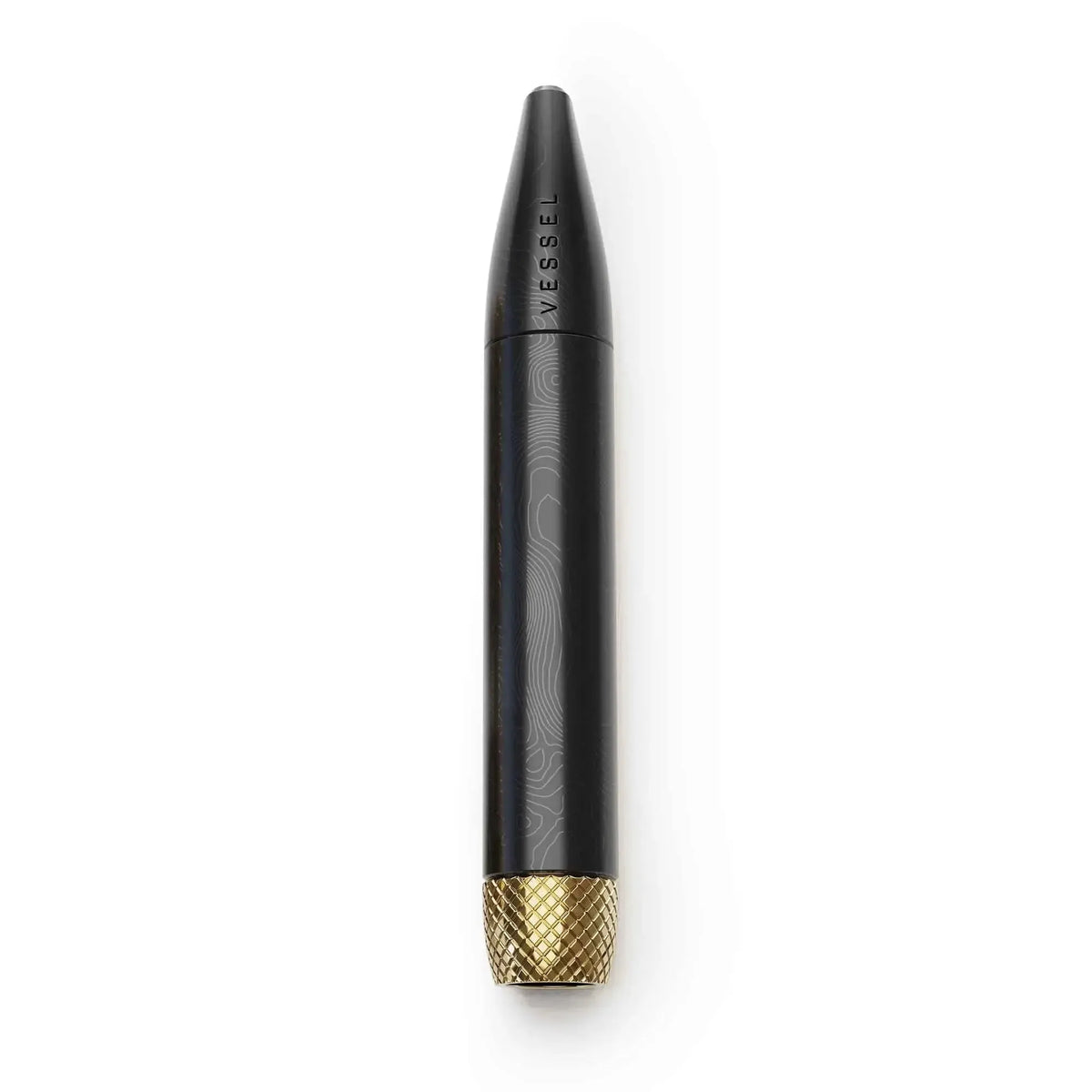Vessel One Hitter pero v čiernej farbe so zlatými detailmi