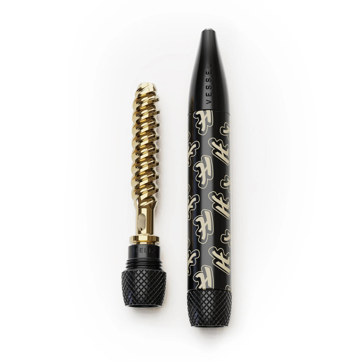 Vessel One Hitter Highsman Edition zariadenie so zlatou špirálou a čiernym telom v tvare pera