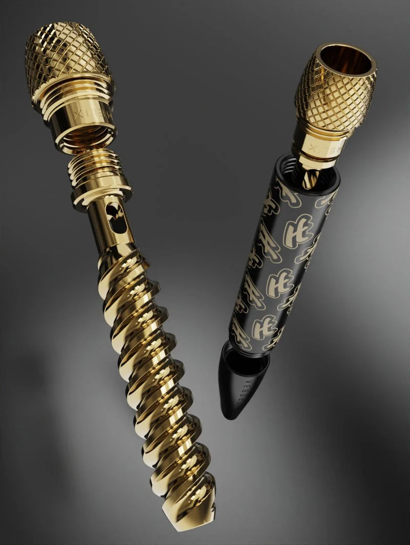Vessel One Hitter Highsman Edition so zlatou sitkovou hlavičkou a ozdobným obalom