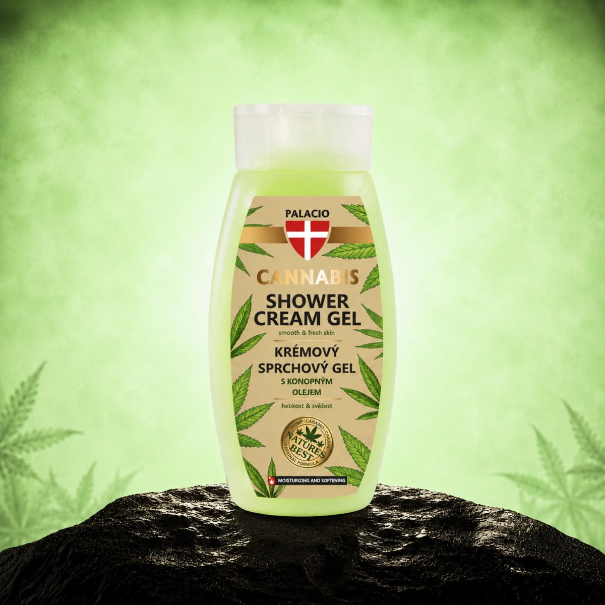 Konopný sprchový gél, 250 ml - Palacio – fľaša sprchového gélu