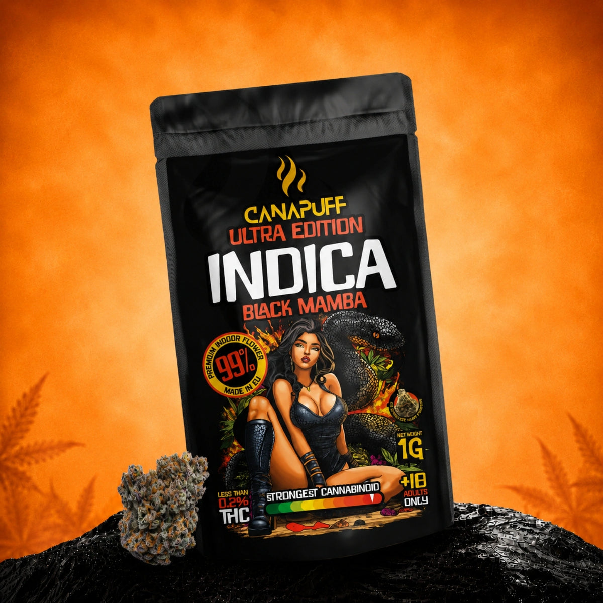 Canapuff Indica Kvety Black Mamba Ultra Edition 99%, vrecko 1g