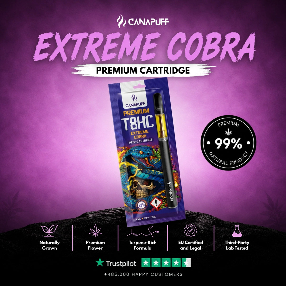 T8HC Pen+Kazeta Extreme Cobra 99% – vape pen s kazetou, foto 2