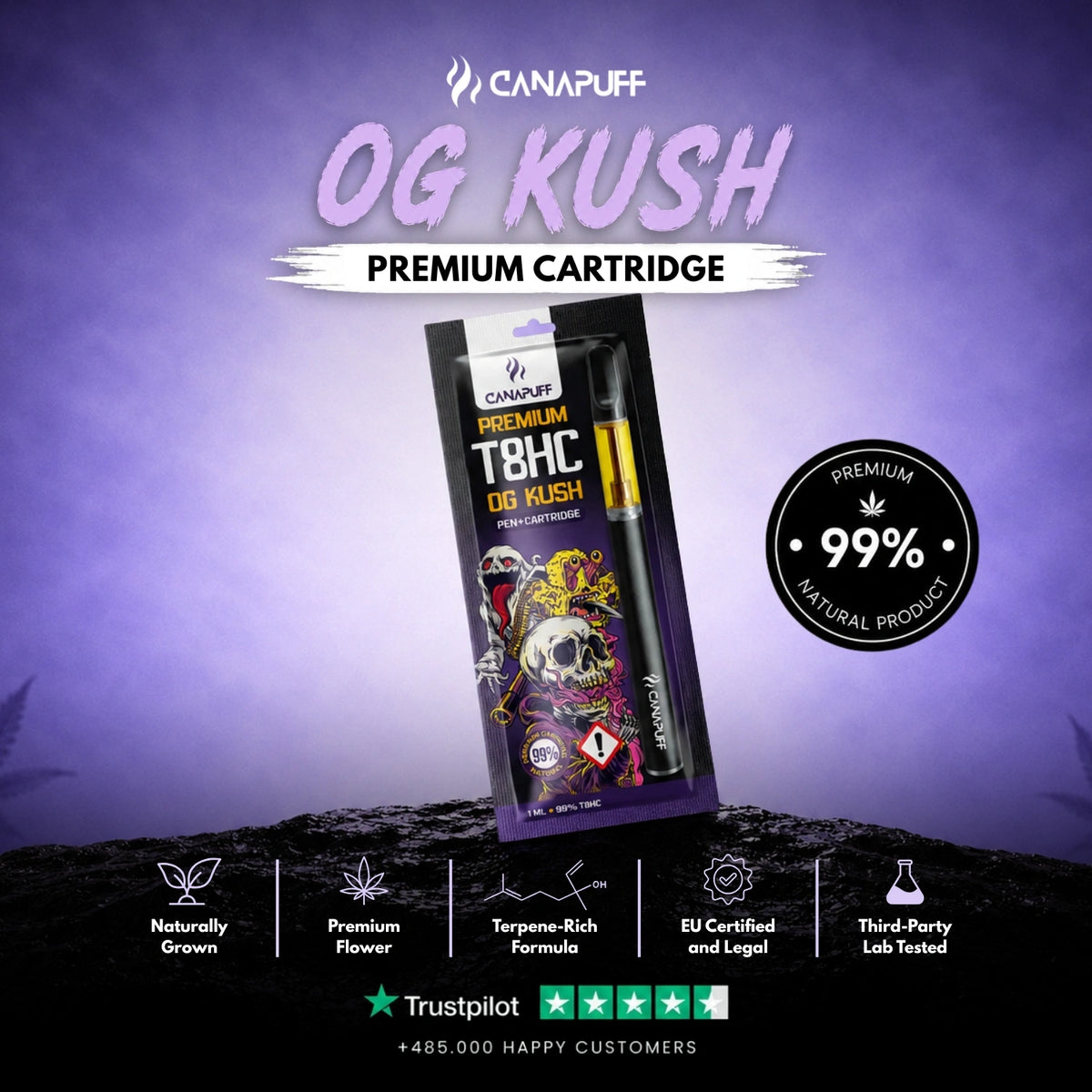 T8HC Pen+Kazeta OG Kush 99% – vape pero s kazetou, foto 2