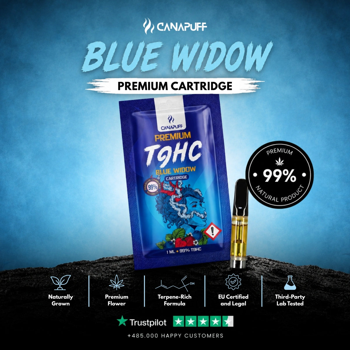 TⳊHC kazeta Blue Widow 99% – vape kazeta, foto 2