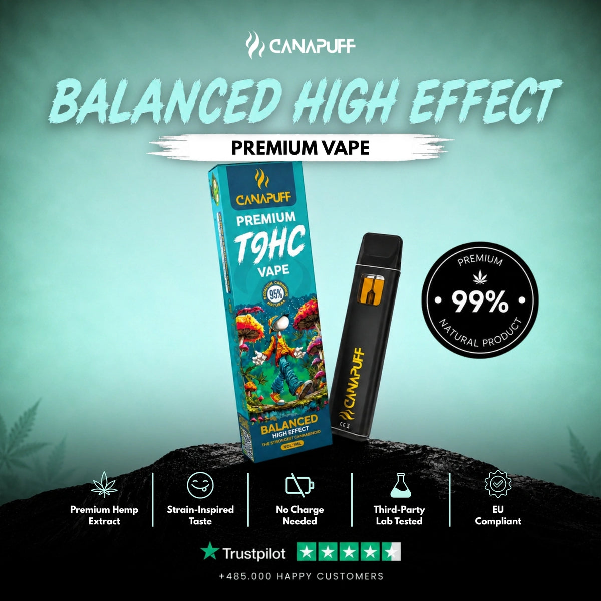 TⳊHC Vape Balanced 95% 1ml – jednorazové vape pero, foto 2