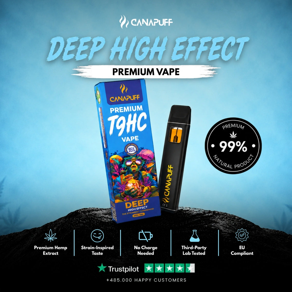 TⳊHC Vape Deep 95% 1ml – jednorazové vape pero, foto 2