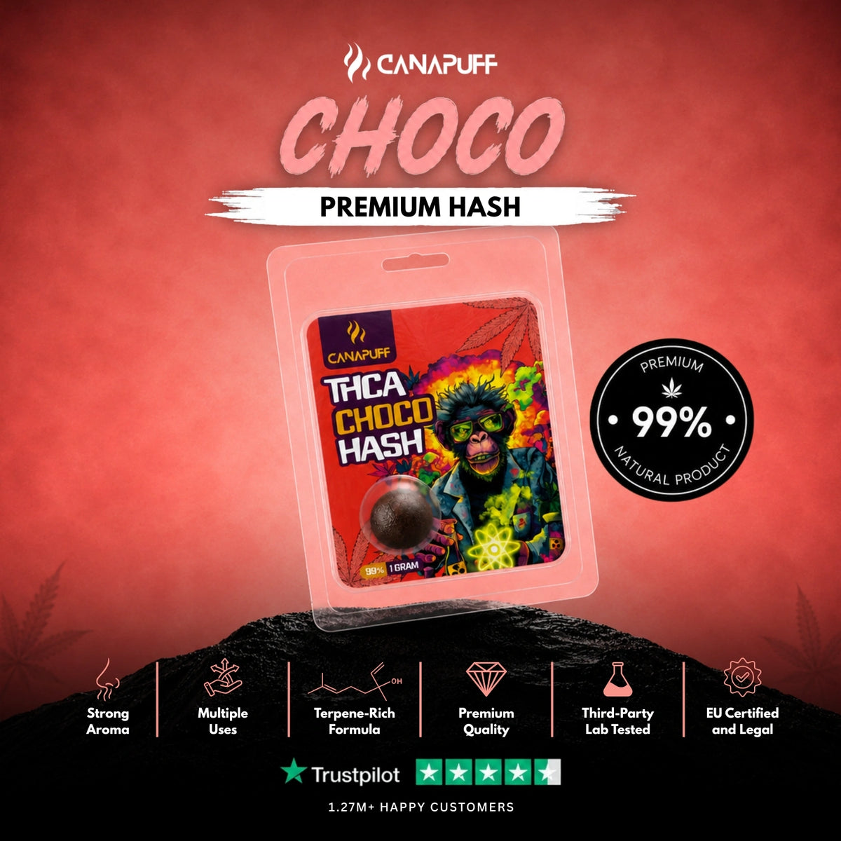 THCA Hash Choco 99% 1g – hašiš, foto 2