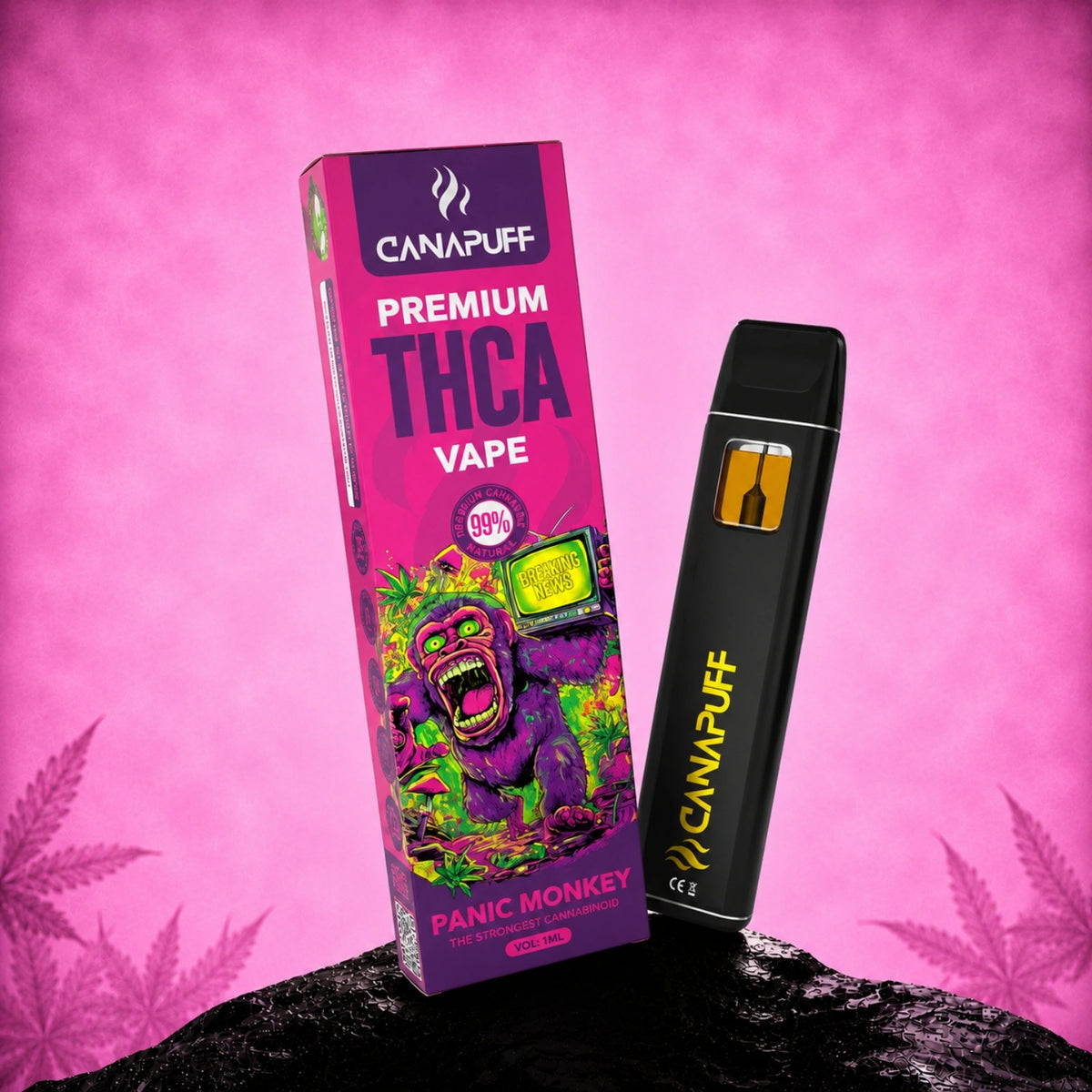 Canapuff THCA Vape Panic Monkey 99% 1ml jednorazové pero