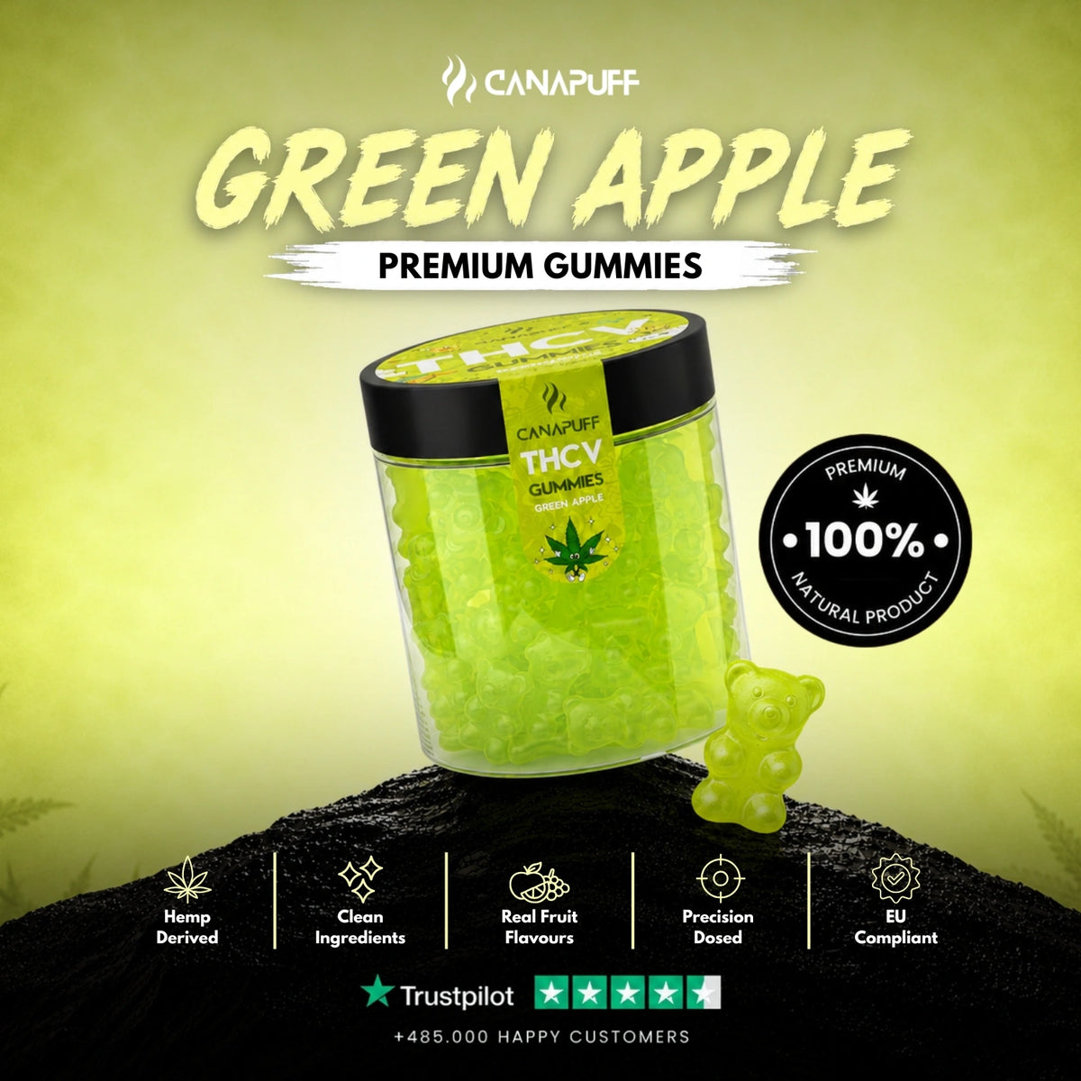 THCv Gumíky Green Apple – gumíky, fotka 2