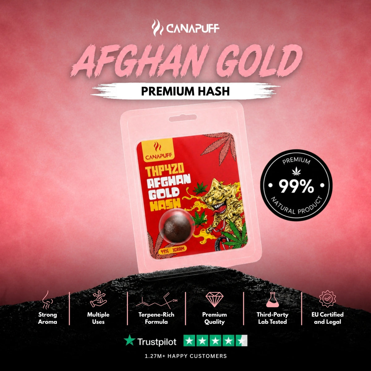 THP420 Hash Afghan Gold 99% – hašiš, foto 2