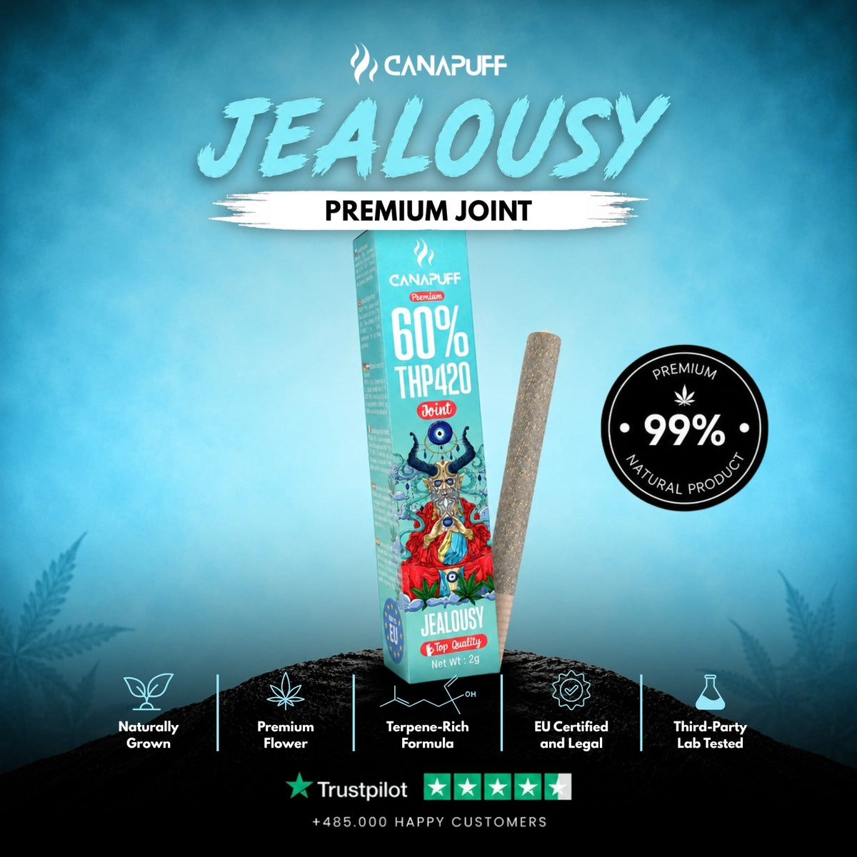 THP420 Joint Jealousy 60% 2g – predbalený joint, foto 2