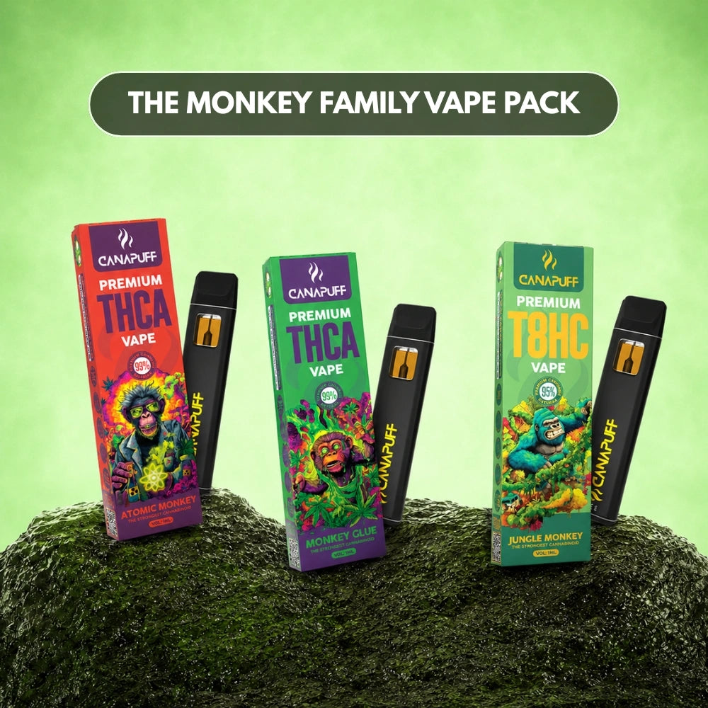 Canapuff The Monkey Family Vape Pack balíček s tromi jednorazovými vape perami