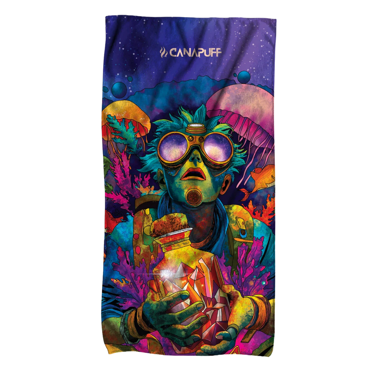 Canapuff Deep uterák s farebnou psychedelickou grafikou a logom