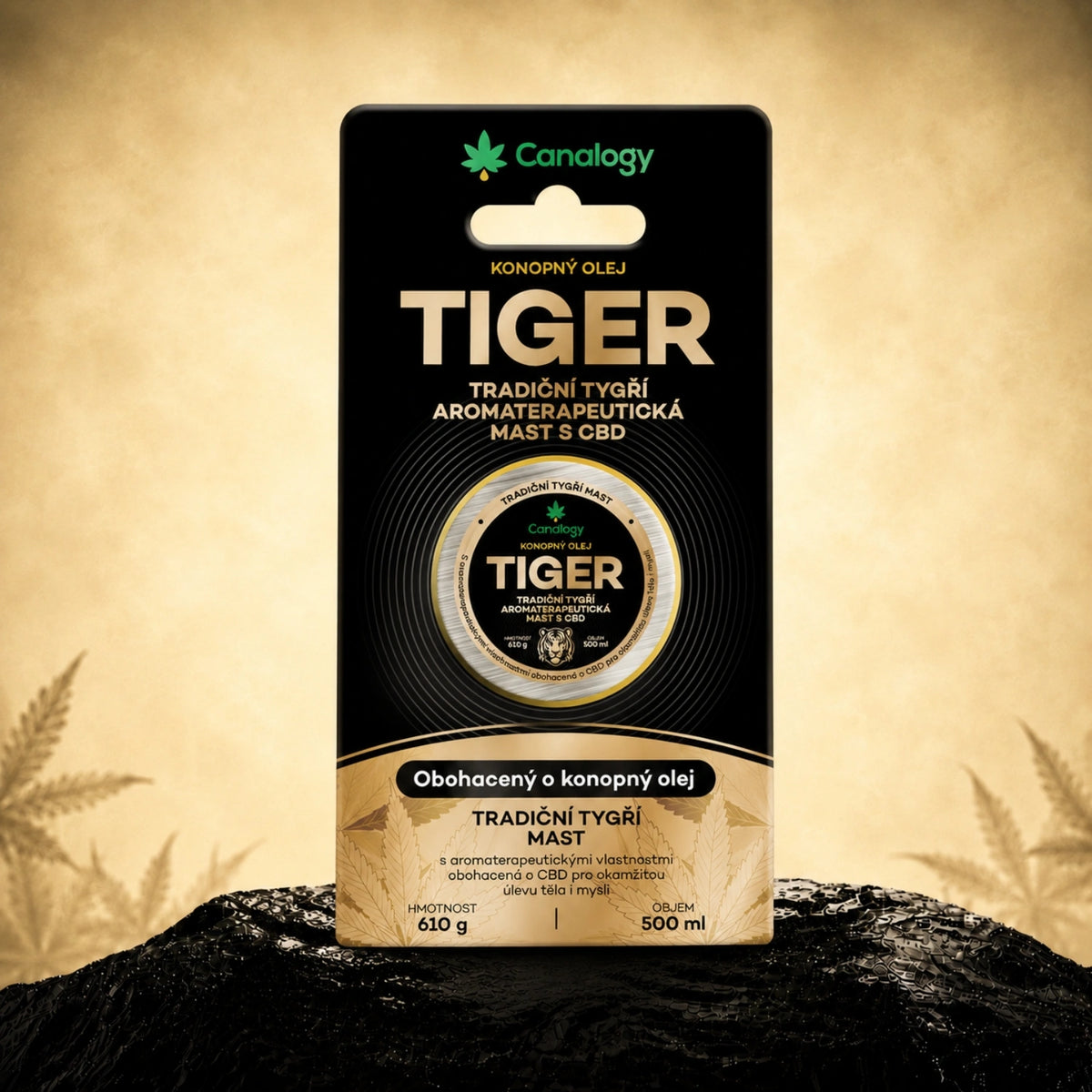 Tradičná tigria aromaterapeutická masť s CBD - Canalogy – produkt starostlivosti o pleť