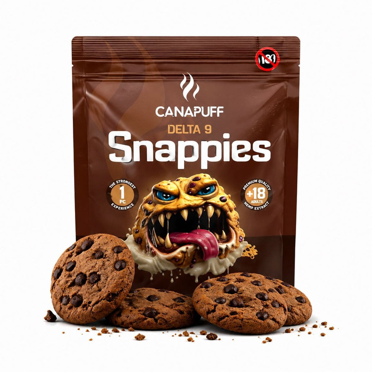 Balenie keksov Canapuff Delta 9 Snappies