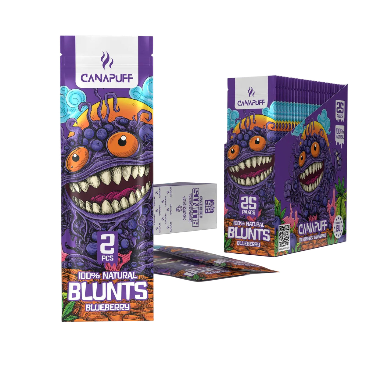 Canapuff Blunt Wrap Rolls Blueberry, balenie 2 kusov s predajným boxom