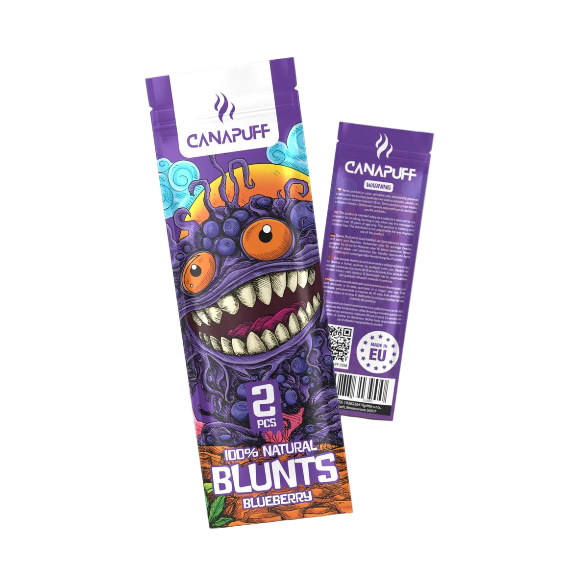 Canapuff Blunt Wrap Rolls Blueberry, balenie 2 ks, prírodné konopné wrapy