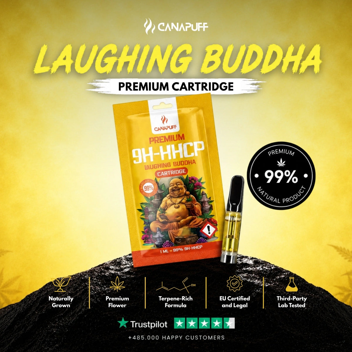9H-HHCP Kazeta Laughing Buddha 99% – vape kazeta, foto 2
