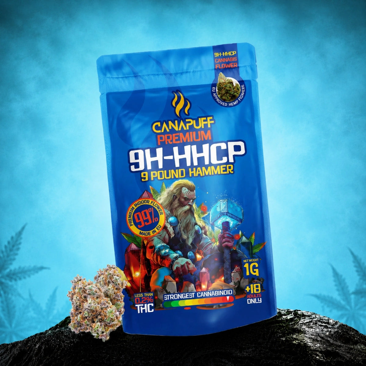 Canapuff 9H-HHCP Kvety 9 Pound Hammer 99%, 1g vrecko