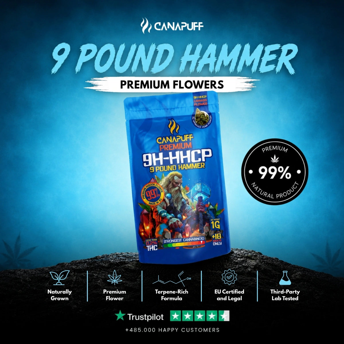9H-HHCP Kvety 9 Pound Hammer 99% – kvetové palice, foto 2