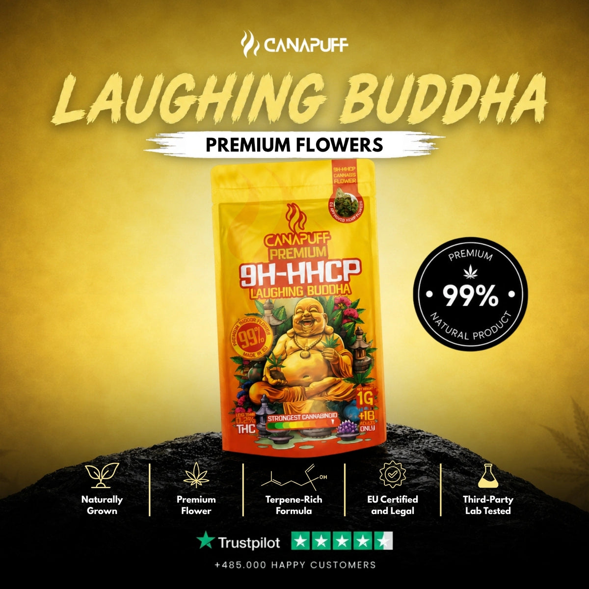 9H-HHCP Kvety Laughing Buddha 99% – kvety, foto 2