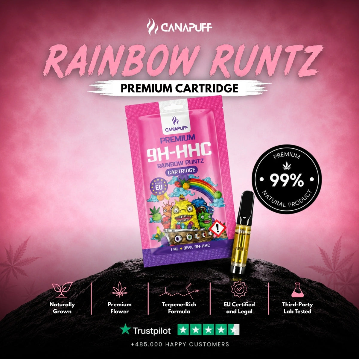 9H-HHC Kazeta Rainbow Runtz 95% – vape kazeta, foto 2