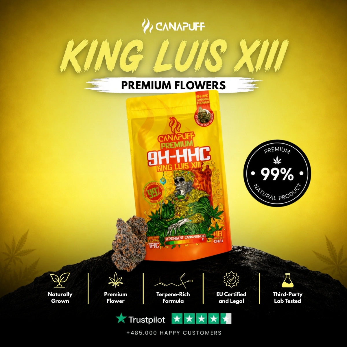 9H-HHC Kvety King Luis XIII 99% – kvetné puky, fotka 2