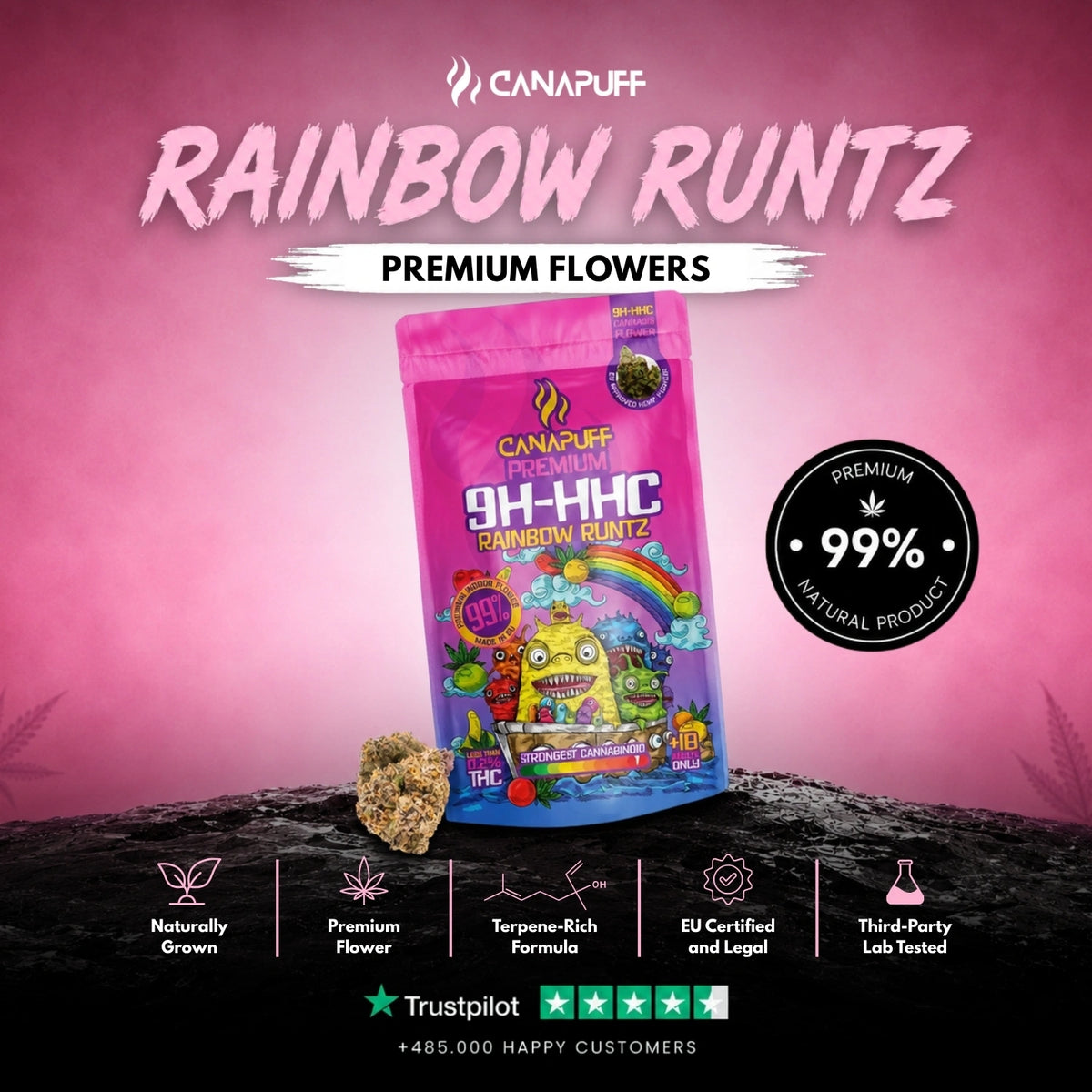 9H-HHC Kvety Rainbow Runtz 99% – kvety, foto 2
