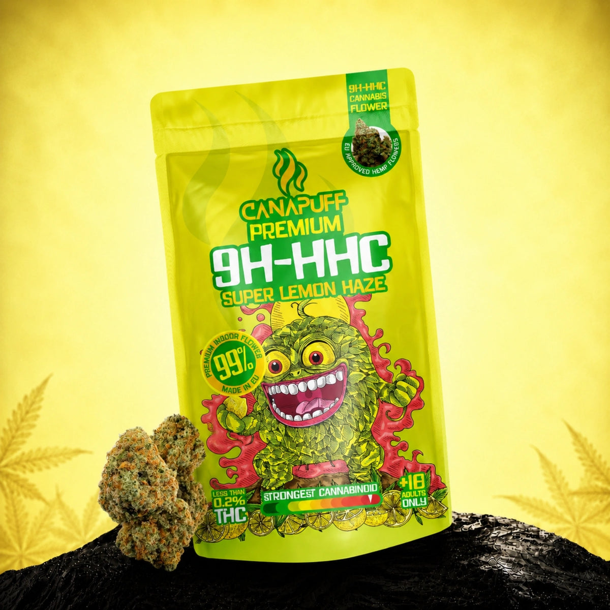 Canapuff 9H-HHC Super Lemon Haze kvety vo vrecku, sila 99%
