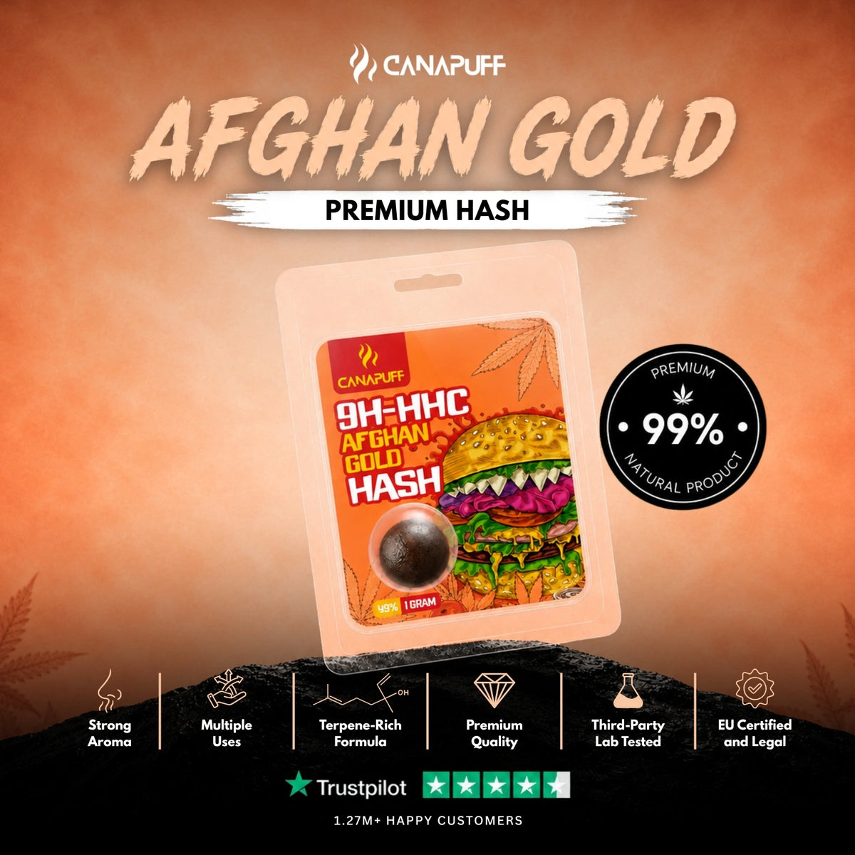 9H-HHC Hash Afghan Gold 99% – hašiš, foto 2