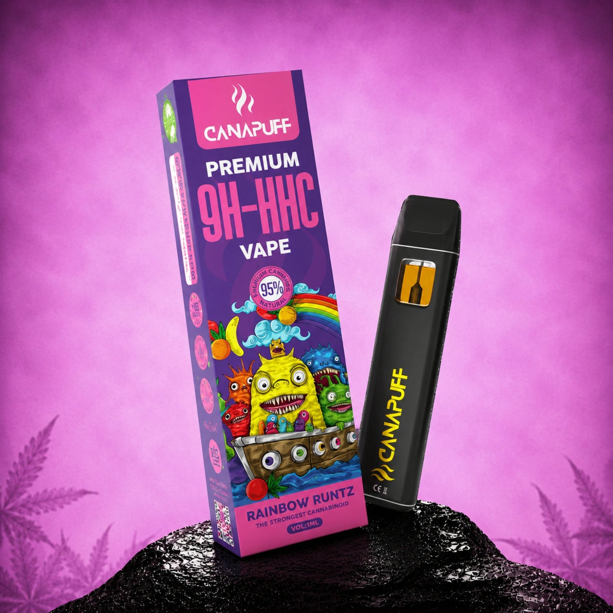 Canapuff 9H-HHC Vape Rainbow Runtz 95% 1ml jednorazové pero s balením