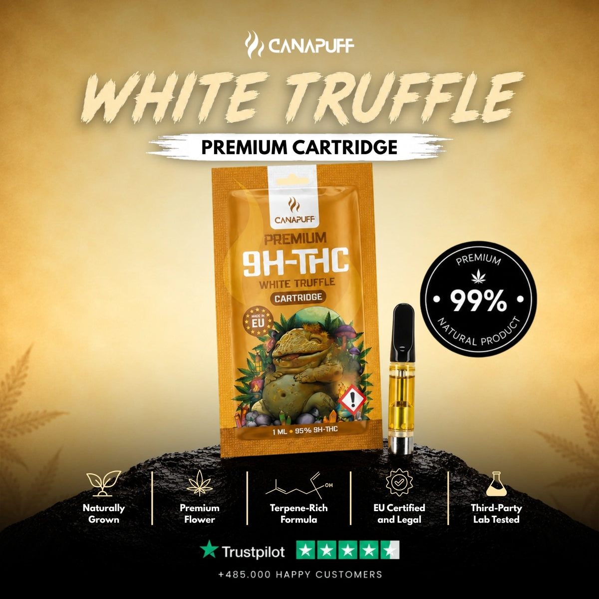 9H-THC Kazeta White Truffle 95% – vape kazeta, foto 2
