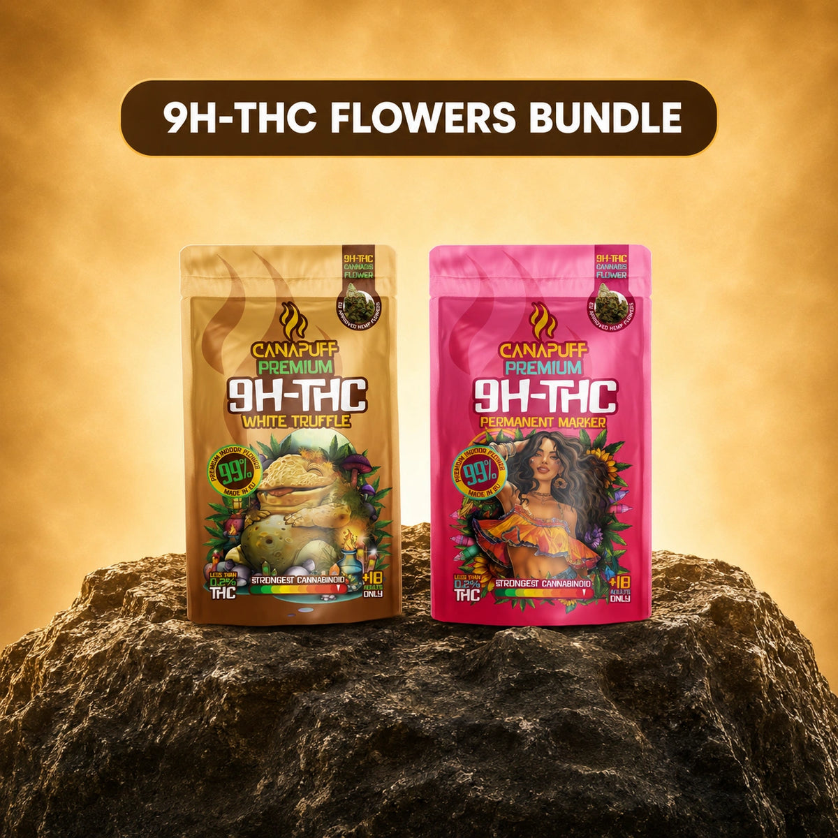 Canapuff 9H-THC Flowers Bundle, White Truffle a Permanent Marker, balenie 2x1g