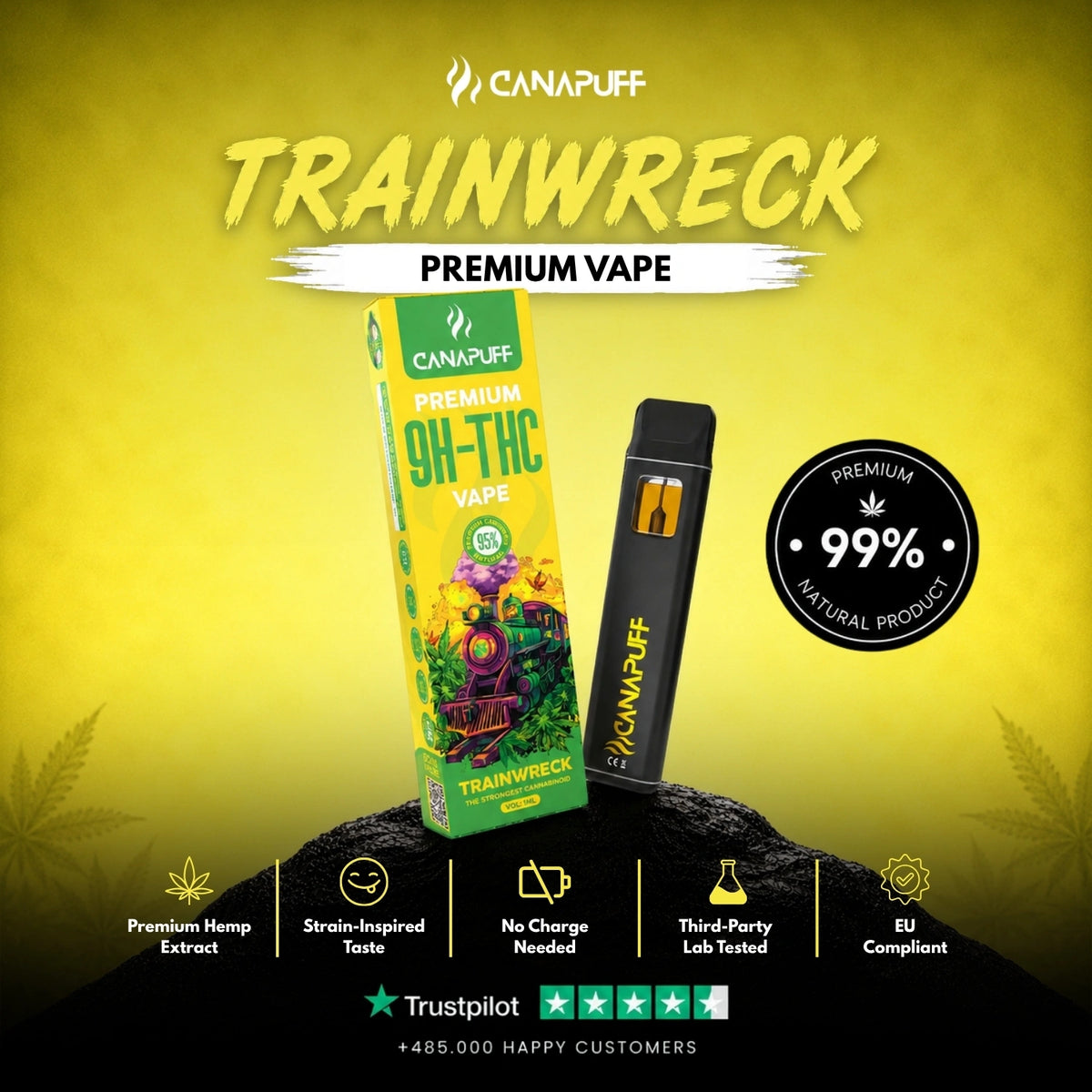 9H-THC Vape Trainwreck 95% 1ml – jednorazové vape pero, fotka 2