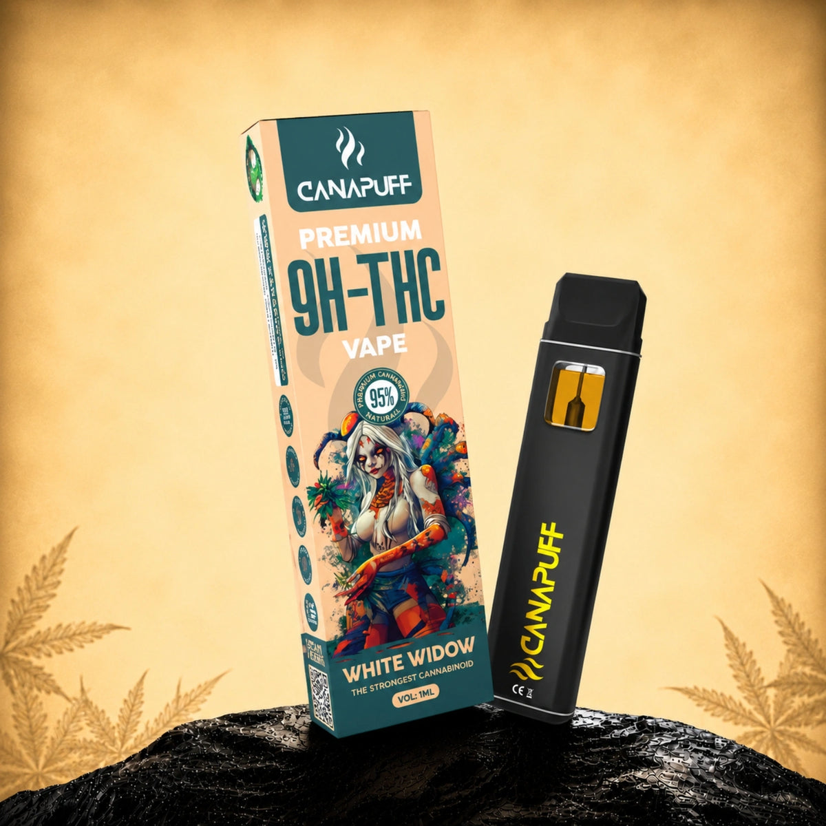Canapuff 9H-THC vape White Widow 95% 1 ml jednorazové pero