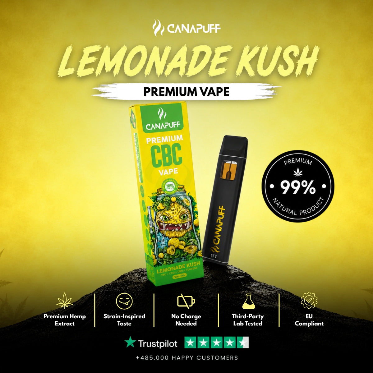 CBC Vape Lemonade Kush 79% 1ml – jednorazové vape pero, foto 2
