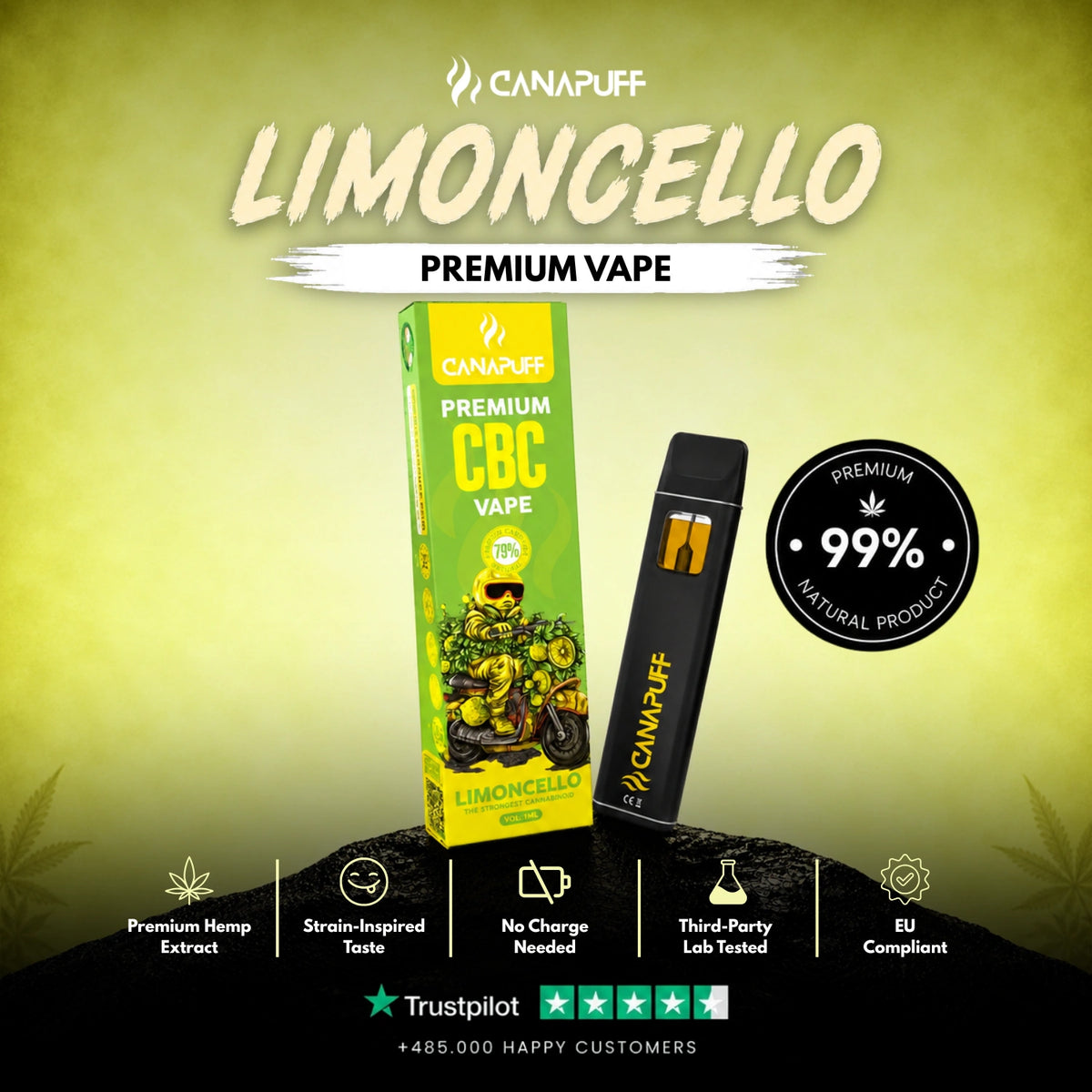CBC Vape Limoncello 79% 1ml – jednorazové vape pero, fotka 2