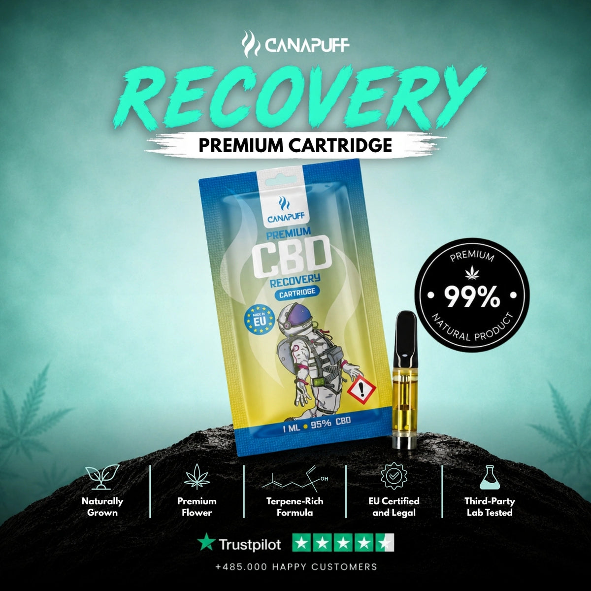 CBD kazeta Recovery 95% – vape kazeta, foto 2