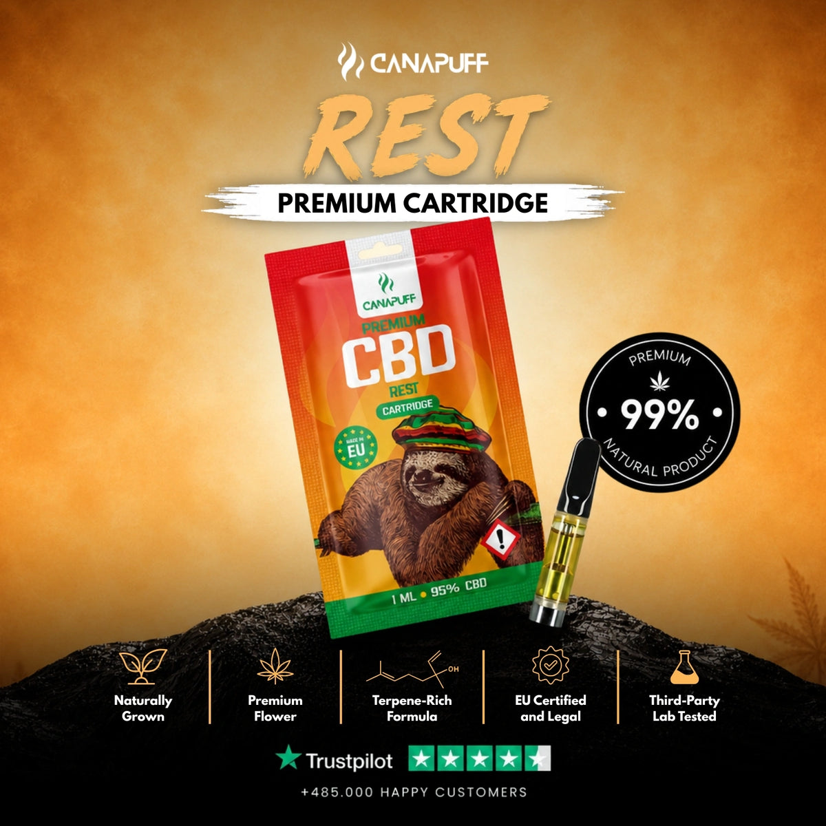 CBD Kazeta Rest 95% – vape kazeta, foto 2