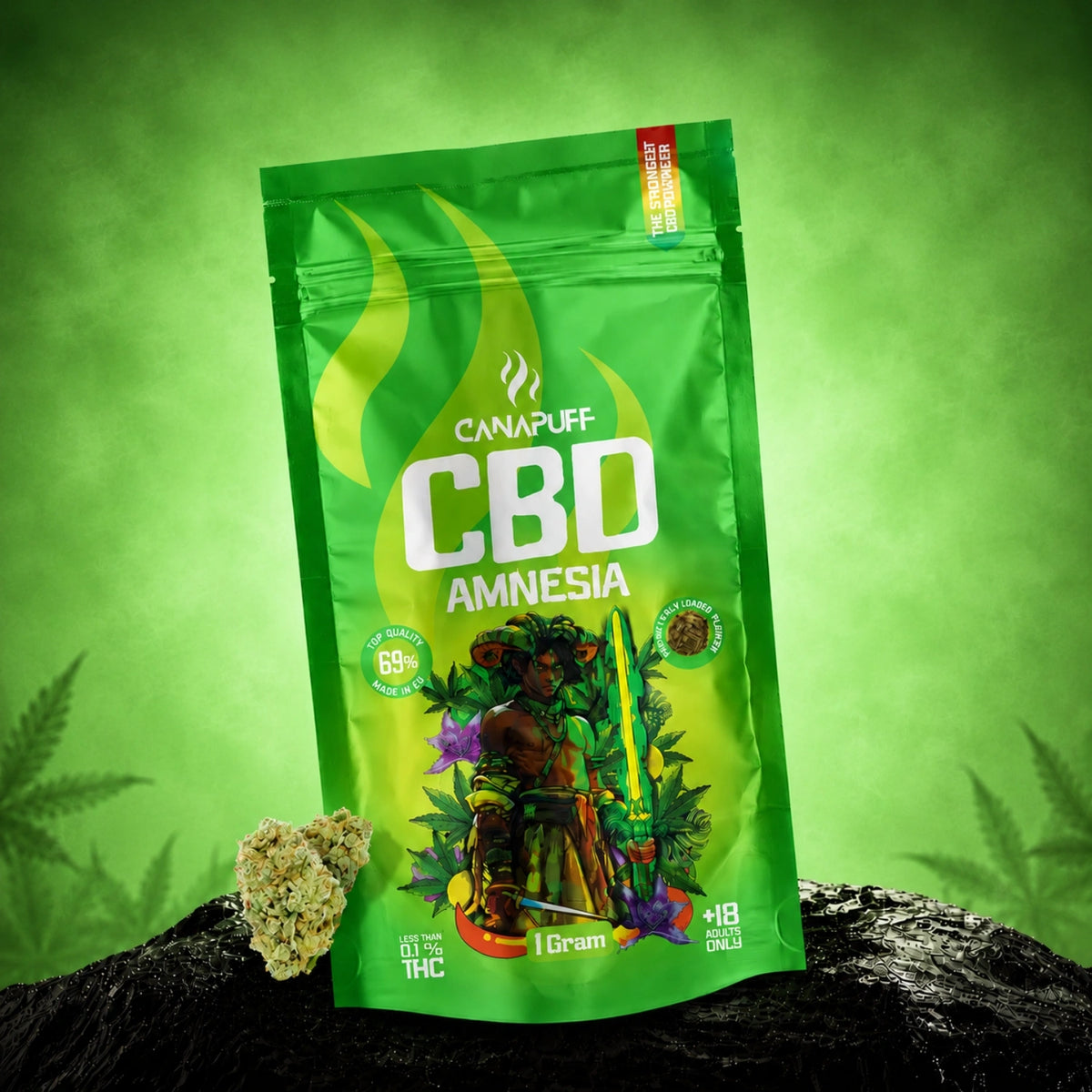Canapuff CBD kvety Amnesia 69%, balenie 1 gram