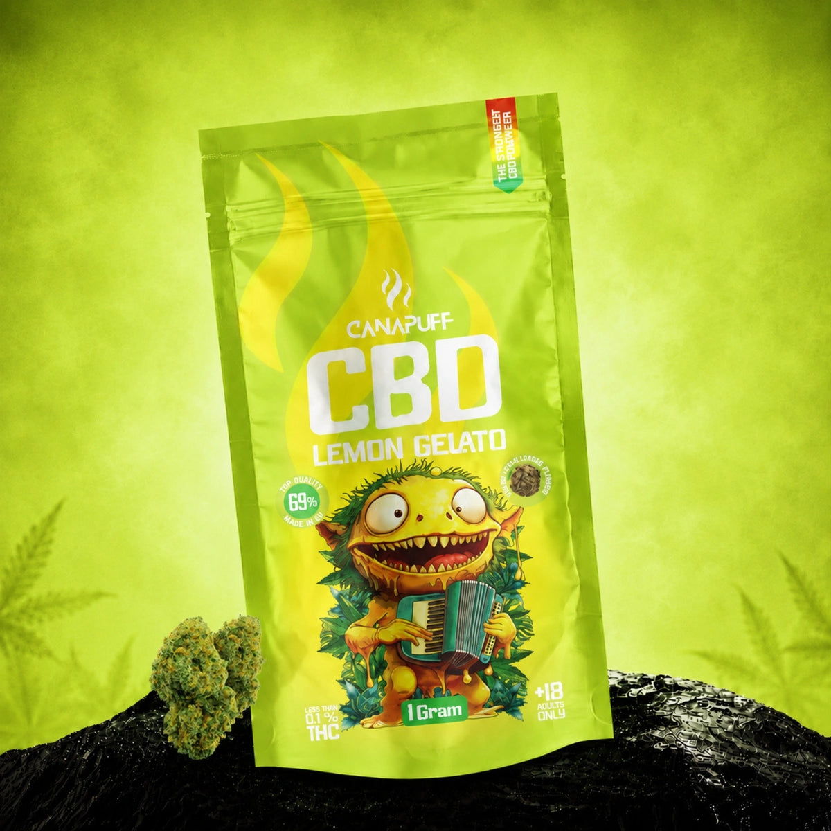 Canapuff CBD Kvety Lemon Gelato 69%, 1-gramové vrecko